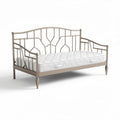 Metal frame daybed with mattress support in light silver finish 200 x 90 x 90cm