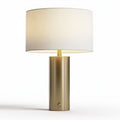 Brushed gold table lamp with fabric shade and inline switch 20 x 20 x 40cm