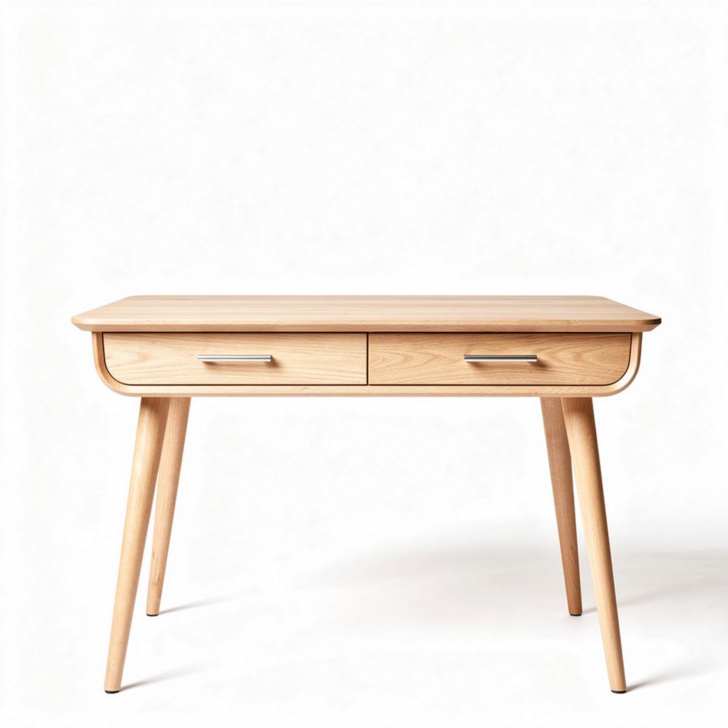Wooden writing desk with two drawers in natural finish 120 x 60 x 75cm