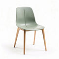 Plastic chair with wooden legs in green color 45 x 50 x 85cm
