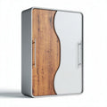 Modern wooden and white metal cabinet with two doors 70 x 50 x 120cm