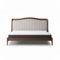 Wooden bed frame with upholstered headboard for mattress 200 x 160 cm