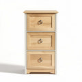 Wood storage cabinet with three drawers and silver handle 40 x 30 x 70cm