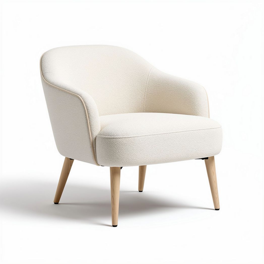 Fabric accent chair with wooden legs for living room or bedroom 80 x 75 x 75cm